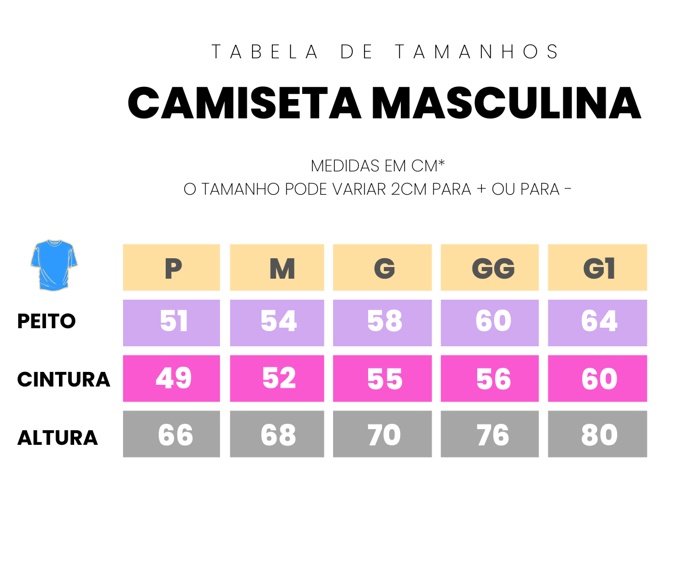 Tabela medida Obedece quem tem juizo Masculina